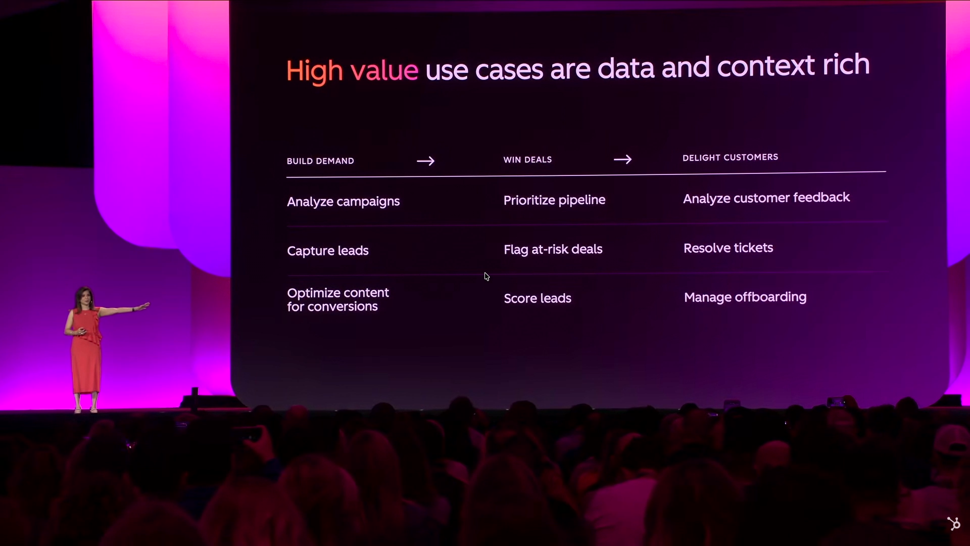 Slide titled High value use cases are data and context rich, divided into three columns