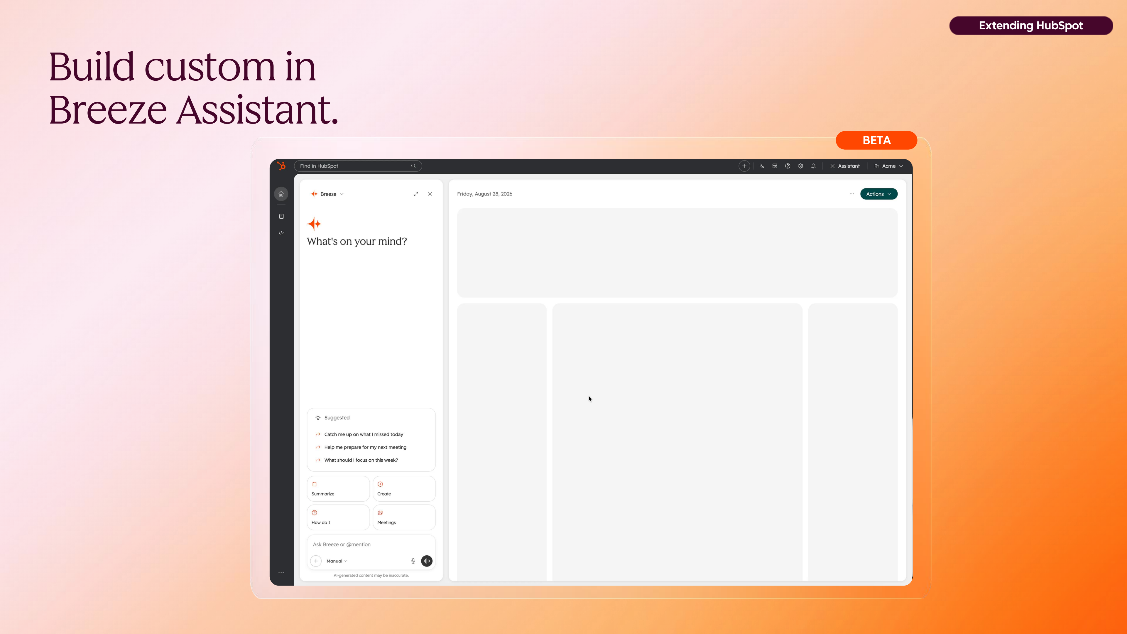 Promotional graphic showing a web app interface mockup on a warm gradient background, illustrating a Breeze-built app page.