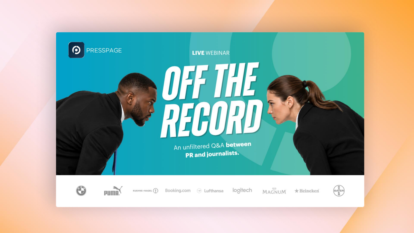 Promotional webinar banner titled OFF THE RECORD featuring two people in business attire.