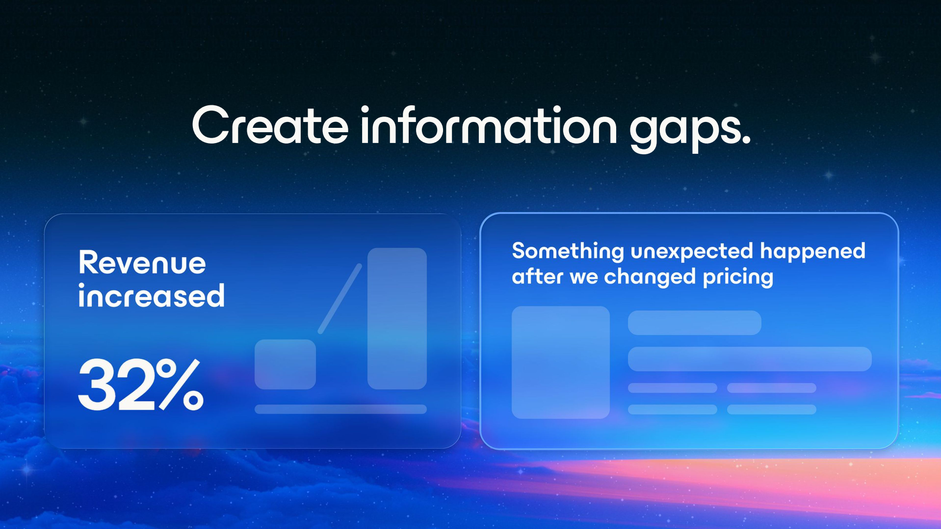Slide titled 'Create information gaps.' with two panels contrasting a plain statement against a curiosity-driven one