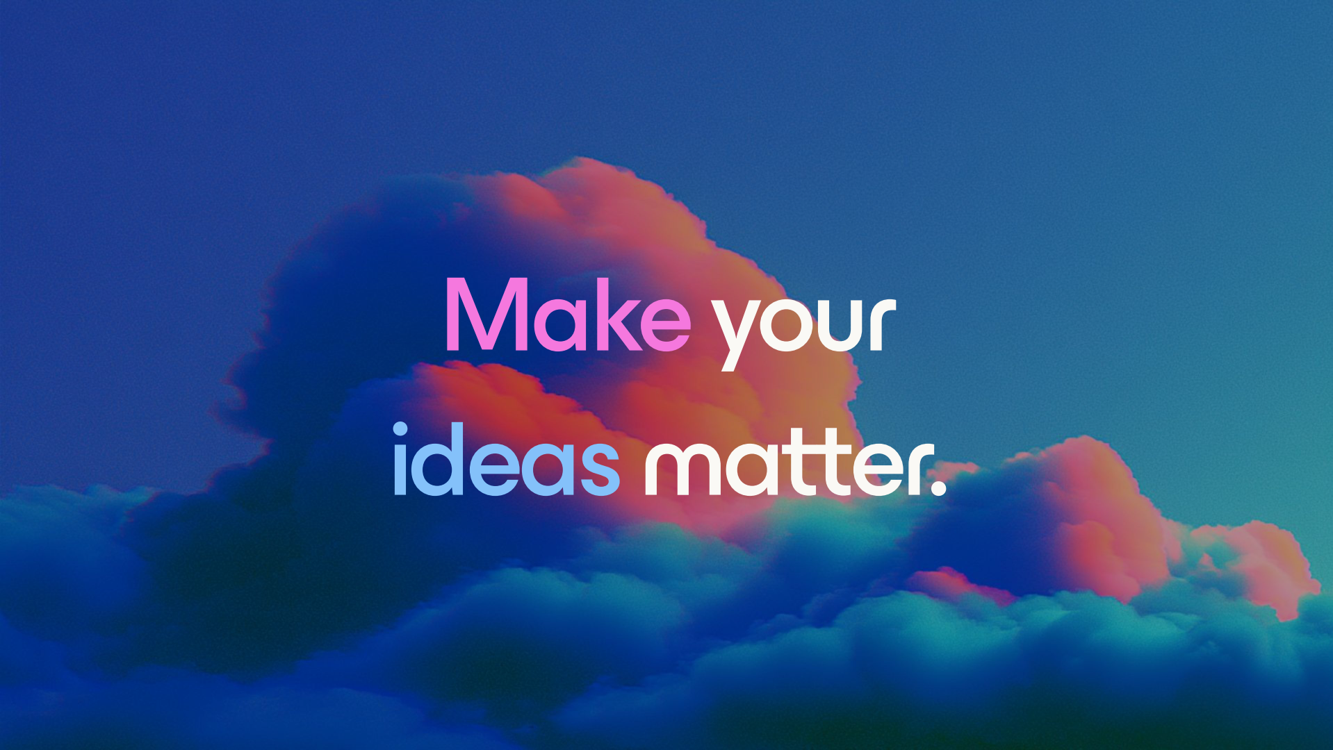 Colourful digital poster showing a stylised cloud formation in blue, purple, pink and teal with centred text