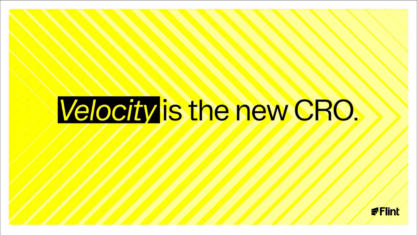 Wide graphic with diagonal stripes and centred text making the session's velocity statement.