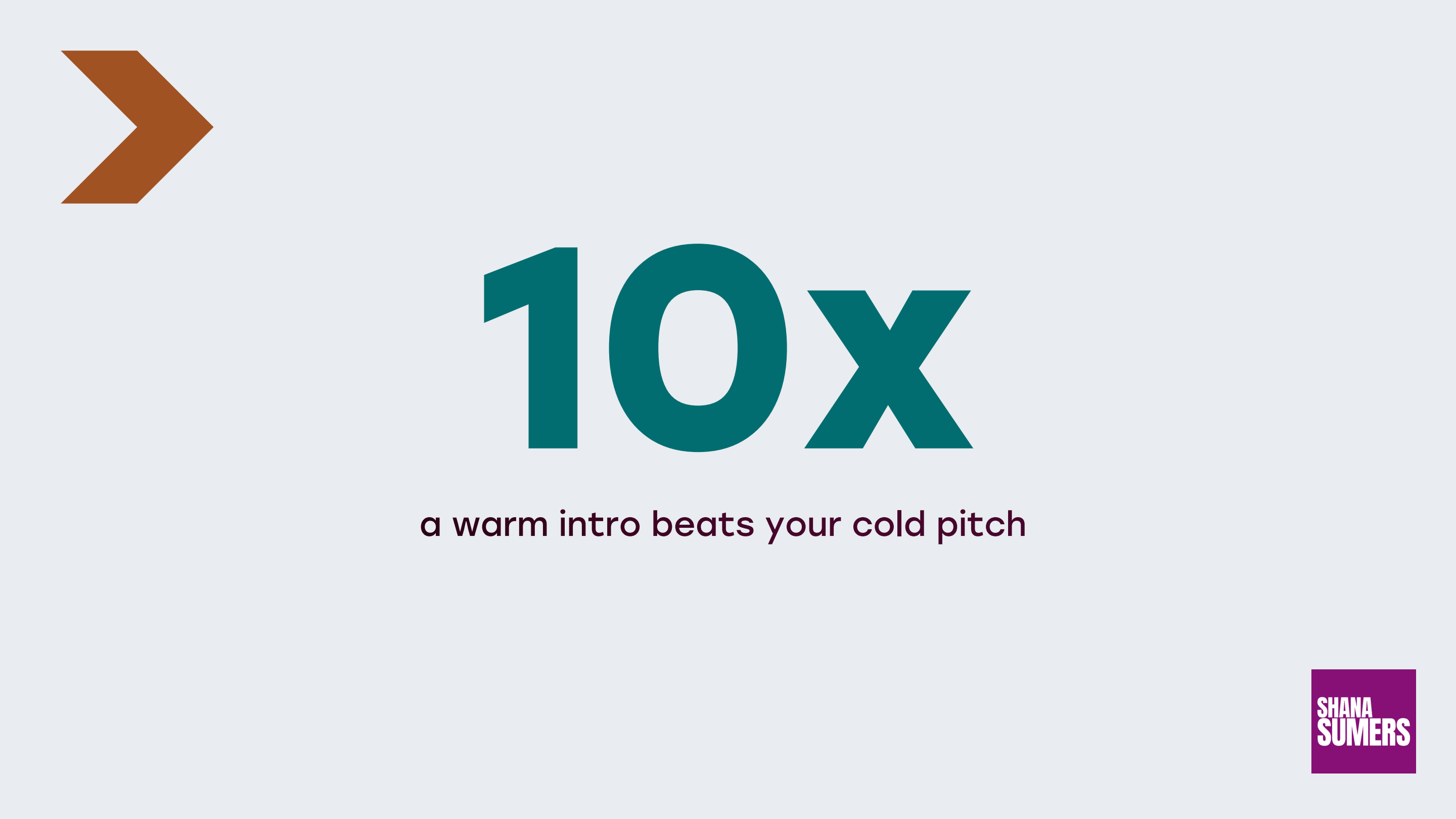Slide-style graphic on a light grey dotted background with large teal text reading 10x and supporting wording